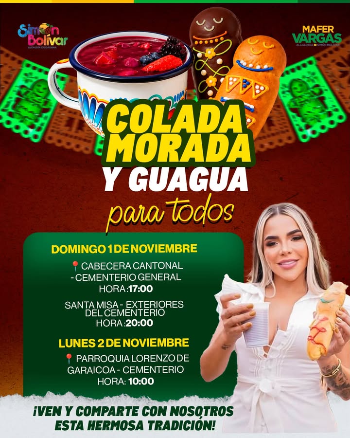 Simón Bolívar celebra el Día de los Difuntos con colada y guagua en sus cementerios