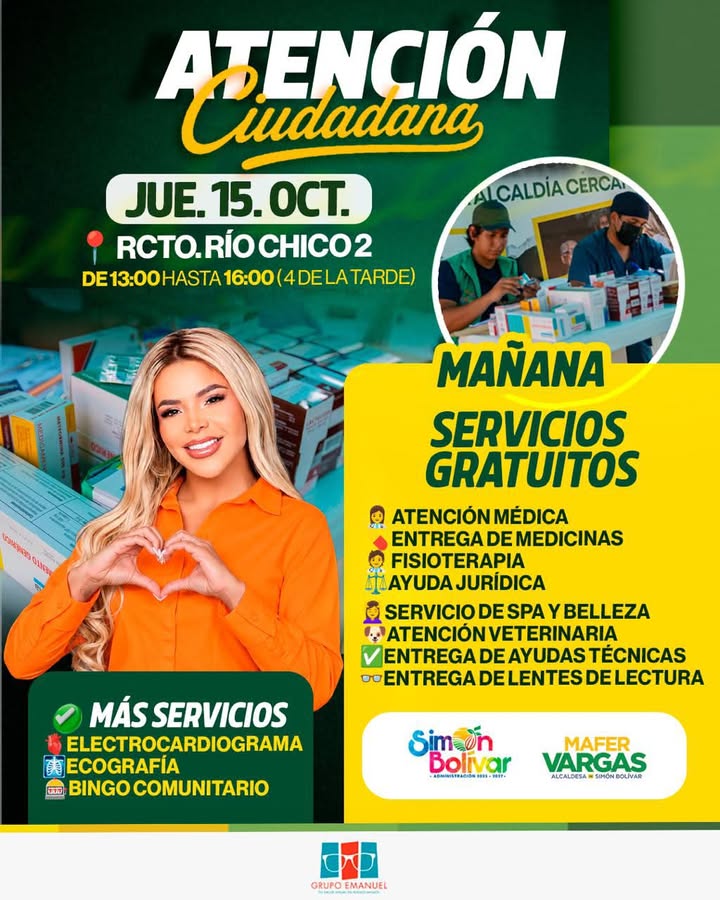 Jornada de salud y asistencia llega mañana a Río Chico 2 en Simón Bolívar
