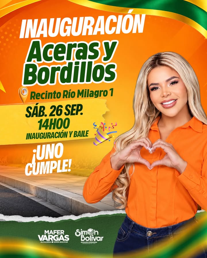 Simón Bolívar avanza con aceras y bordillos en Río Milagro 1