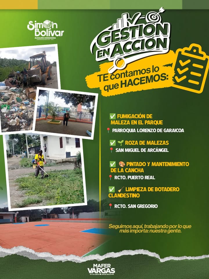 GAD Simón Bolívar asegura gestión diaria con mantenimiento y limpieza en zonas urbanas y rurales