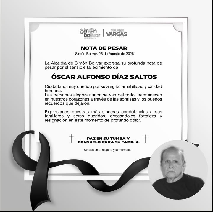 Simón Bolívar rinde homenaje a Óscar Alfonso Díaz Saltos con un mensaje de memoria y alegría