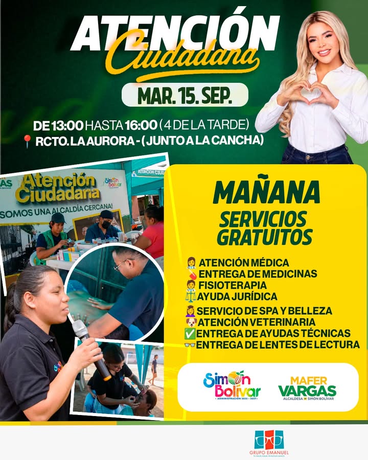 Atención Ciudadana del GAD Simón Bolívar llega a La Aurora con servicios gratuitos