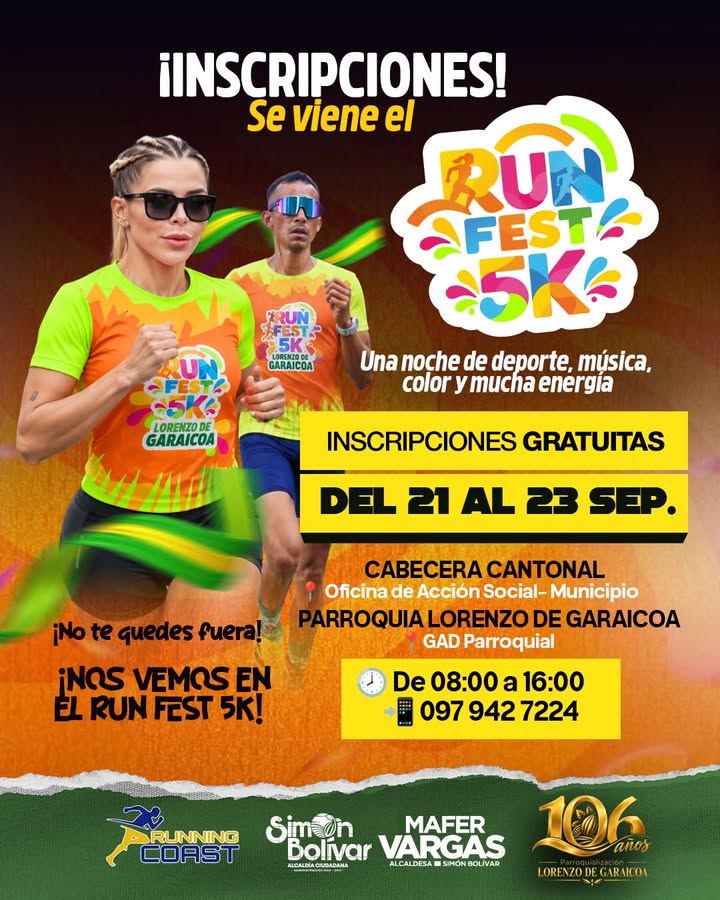 Inscripciones abiertas para el Runfest 5K en Simón Bolívar: una noche de deporte y comunidad