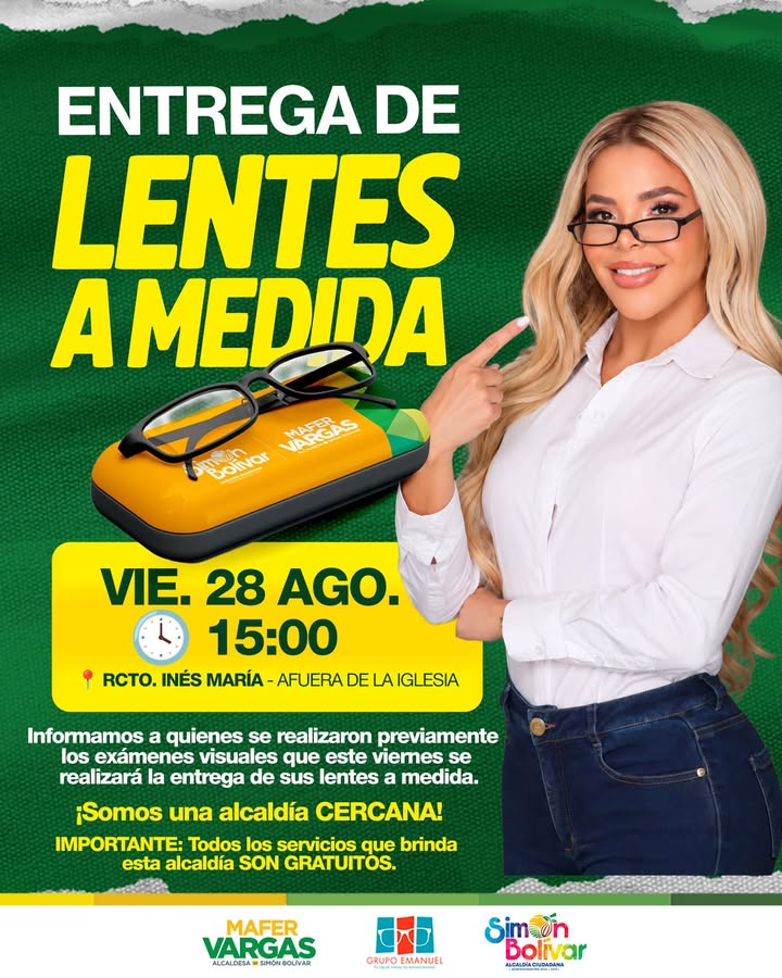 GAD Simón Bolívar regala lentes a medida: campaña gratuita para mejorar la visión