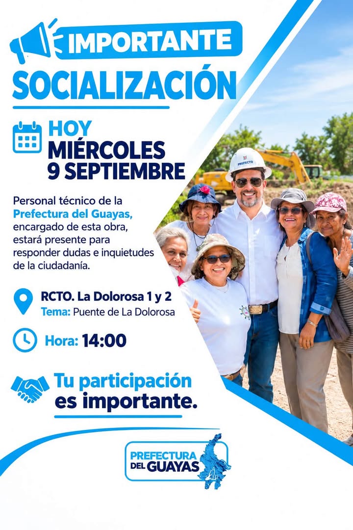 Prefectura del Guayas socializa hoy obras clave en Simón Bolívar