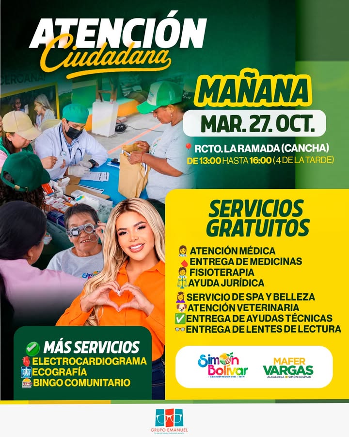 Simón Bolívar habilita servicios gratuitos mañana en Rcto. La Ramada